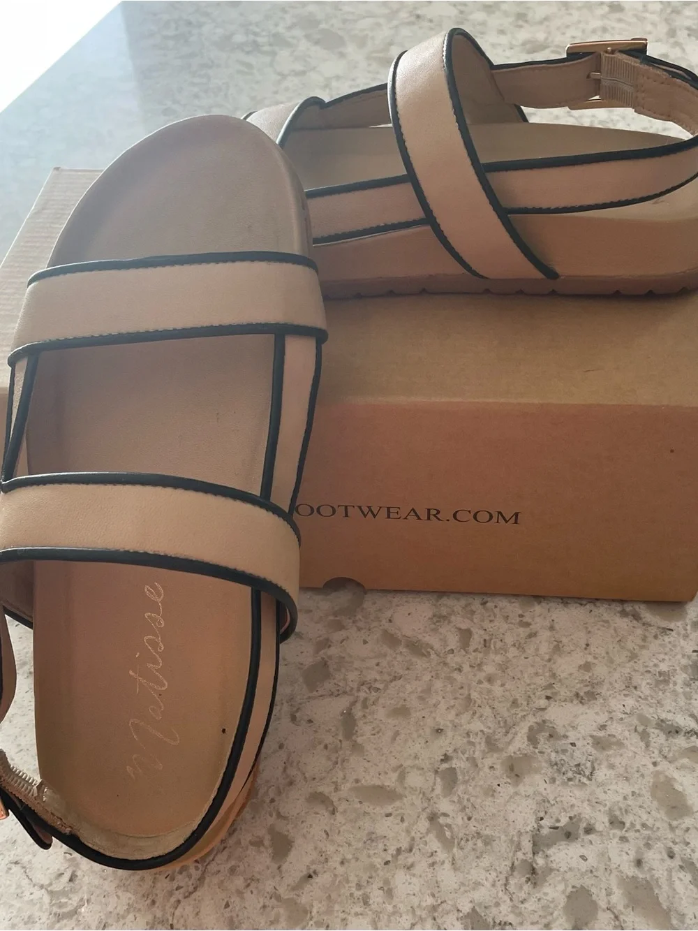 Matisse Beige Sandals with Black Piping